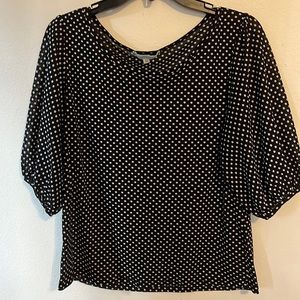 Super cute black with white polka dots top